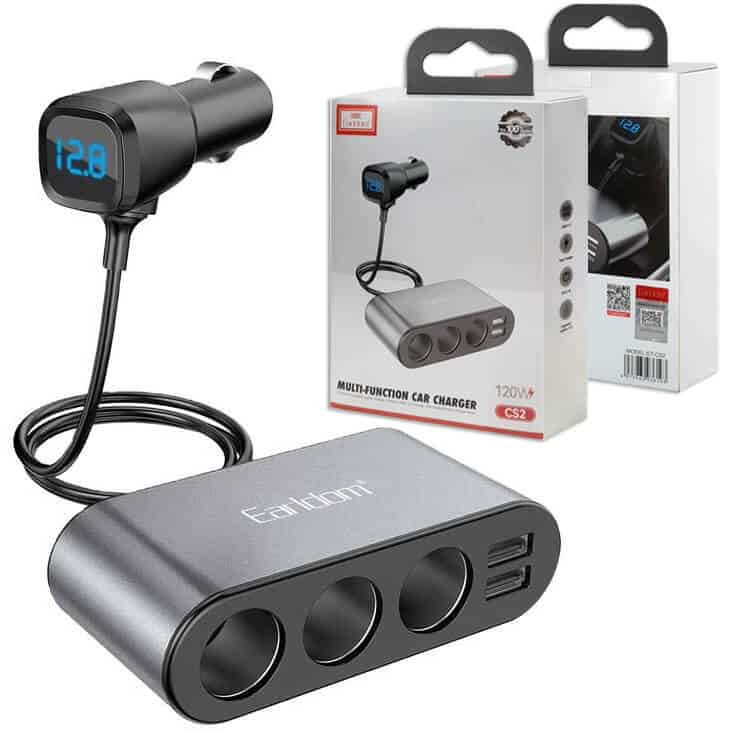 Earldom 120W Dual USB Charger 4 in 1 Socket Multi Function Car Mobile Phone Charger ET-CS2 Earldom 120W Dual USB Charger 4 in 1 Socket Multi Function Car Mobile Phone Charger ET-CS2